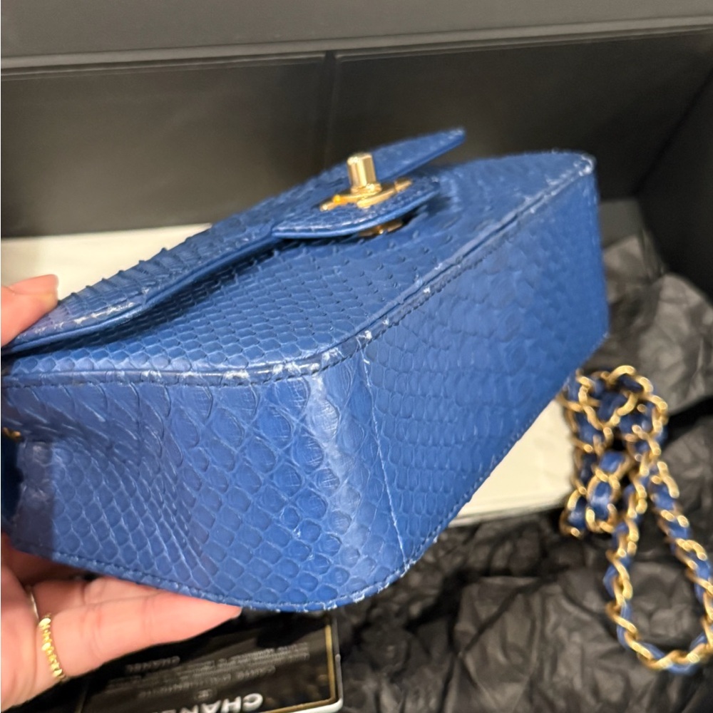 Chanel Blue Python Classic Flap Bag Mini Rectangu… - image 7